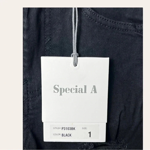 0546. SPECIAL A DISTRESSED DENIM JEANS SIZE 1 BLACK IN COLOR - Picture 8 of 13